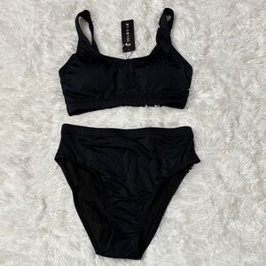 NWT Tempt Me Black 2 Piece Swim Set Size XXS